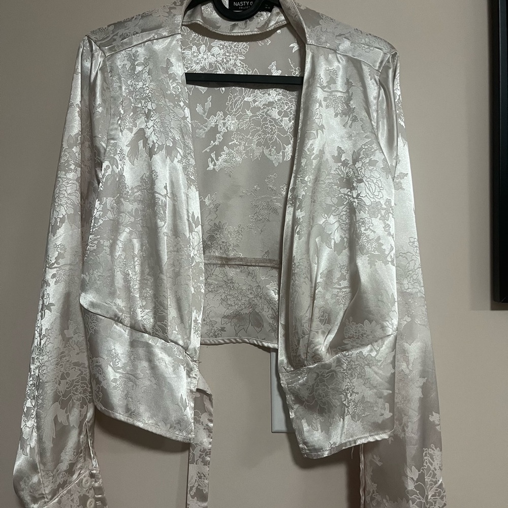 NASTY GAL SATIN WRAP TOP